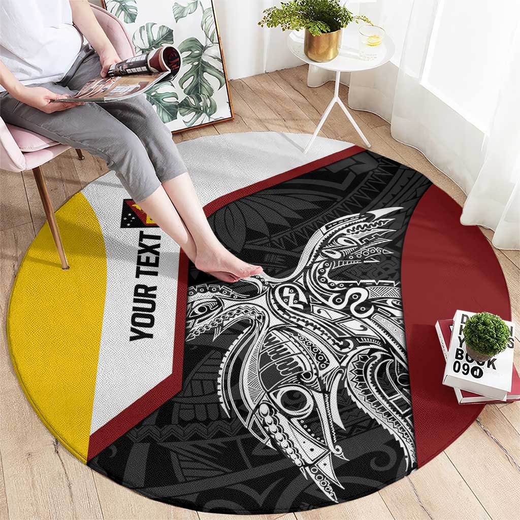 Personalised PNG Western Province Round Carpet Bird of Paradise Tattoo Flag Motif LT9 - Polynesian Pride