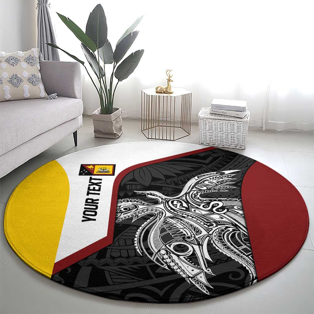 Personalised PNG Western Province Round Carpet Bird of Paradise Tattoo Flag Motif LT9 - Polynesian Pride