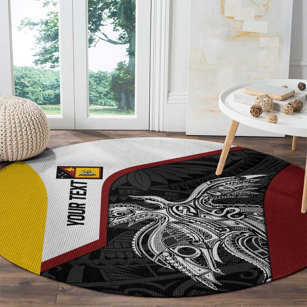 Personalised PNG Western Province Round Carpet Bird of Paradise Tattoo Flag Motif LT9 - Polynesian Pride