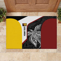 Personalised PNG Western Province Rubber Doormat Bird of Paradise Tattoo Flag Motif LT9 Red - Polynesian Pride