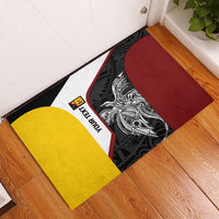 Personalised PNG Western Province Rubber Doormat Bird of Paradise Tattoo Flag Motif LT9 - Polynesian Pride
