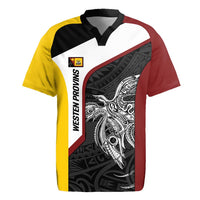 Personalised PNG Western Province Rugby Jersey Bird of Paradise Tattoo Flag Motif LT9 Red - Polynesian Pride