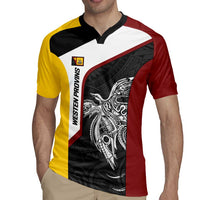 Personalised PNG Western Province Rugby Jersey Bird of Paradise Tattoo Flag Motif LT9 - Polynesian Pride