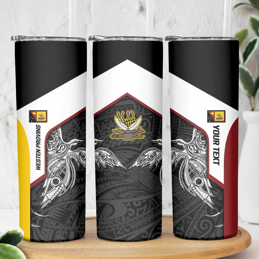 Personalised PNG Western Province Skinny Tumbler Bird of Paradise Tattoo Flag Motif LT9 - Polynesian Pride