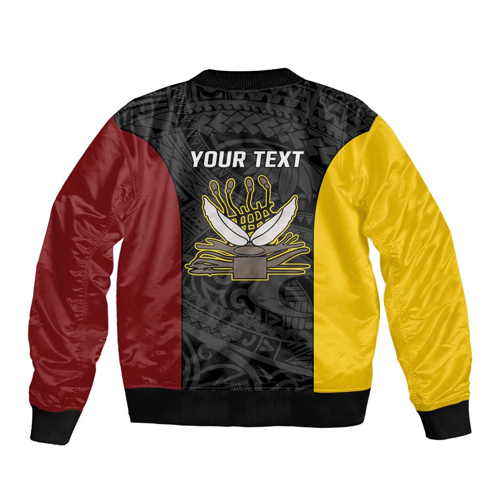 Personalised PNG Western Province Sleeve Zip Bomber Jacket Bird of Paradise Tattoo Flag Motif LT9 - Polynesian Pride