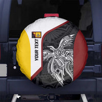 Personalised PNG Western Province Spare Tire Cover Bird of Paradise Tattoo Flag Motif LT9 No hole Red - Polynesian Pride