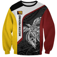 Personalised PNG Western Province Sweatshirt Bird of Paradise Tattoo Flag Motif LT9 Unisex Red - Polynesian Pride
