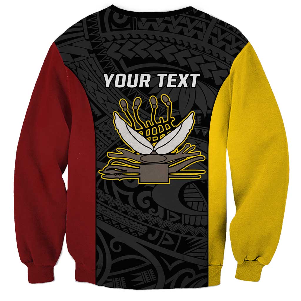 Personalised PNG Western Province Sweatshirt Bird of Paradise Tattoo Flag Motif LT9 - Polynesian Pride