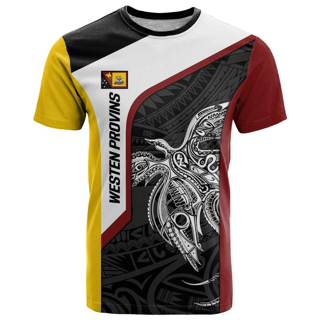 Personalised PNG Western Province T Shirt Bird of Paradise Tattoo Flag Motif LT9 Red - Polynesian Pride