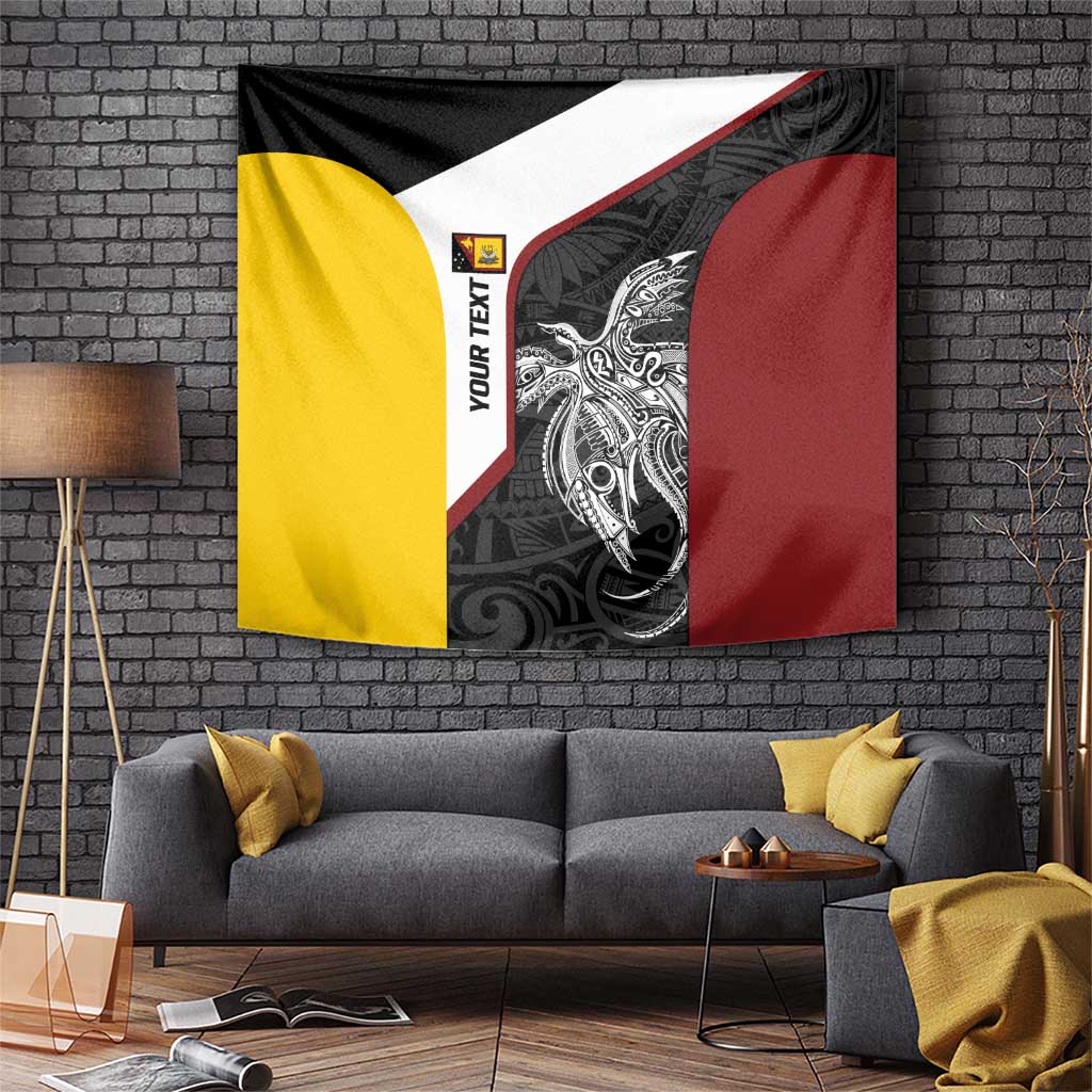 Personalised PNG Western Province Tapestry Bird of Paradise Tattoo Flag Motif LT9 Red - Polynesian Pride