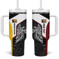 Personalised PNG Western Province Tumbler With Handle Bird of Paradise Tattoo Flag Motif LT9 One Size: 40 oz Red - Polynesian Pride