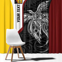 Personalised PNG Western Province Window Curtain Bird of Paradise Tattoo Flag Motif LT9 - Polynesian Pride