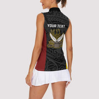 Personalised PNG Western Province Women Sleeveless Polo Shirt Bird of Paradise Tattoo Flag Motif LT9 - Polynesian Pride