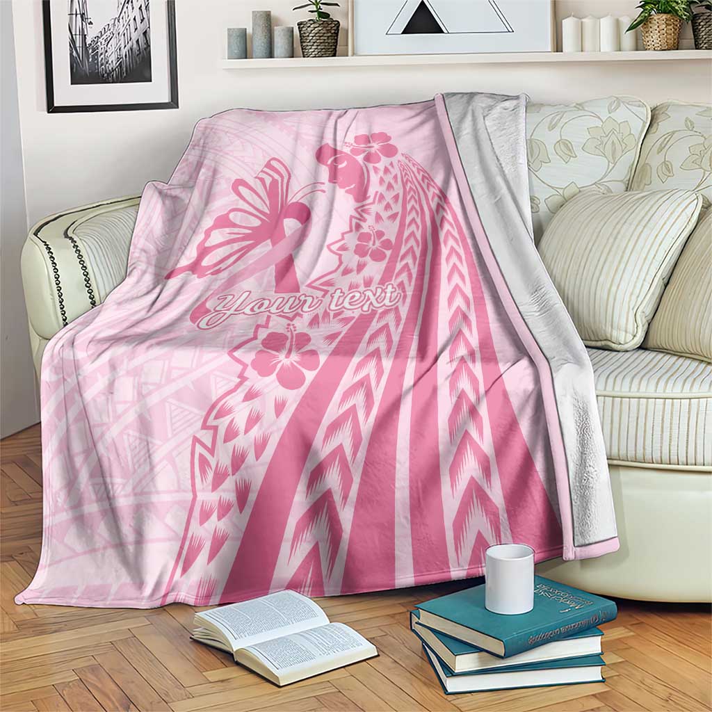 Pacific Girl and Butterfly Cancer Ribbon Personalised Blanket LT9 Pink - Polynesian Pride