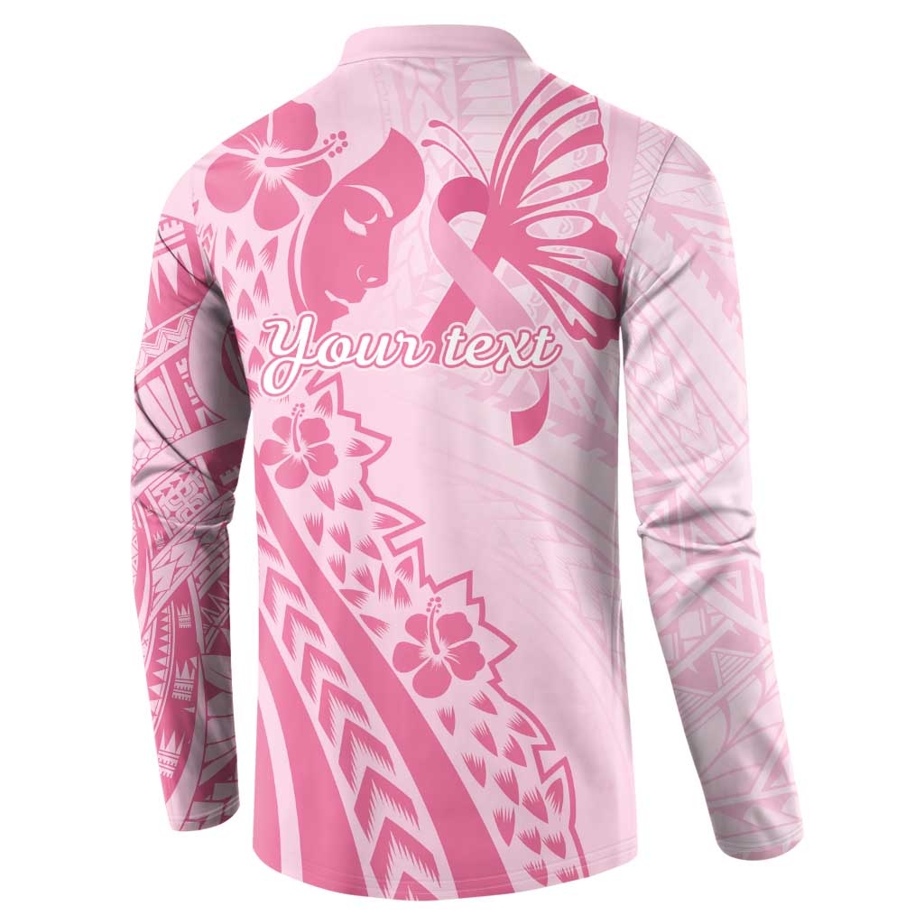 Pacific Girl and Butterfly Cancer Ribbon Personalised Button Sweatshirt