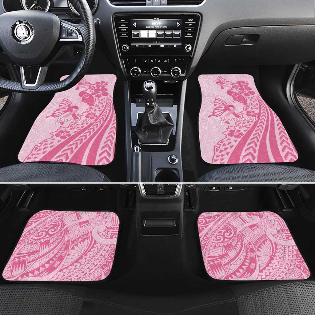 Pacific Girl and Butterfly Cancer Ribbon Personalised Car Mats LT9 Set 4pcs Pink - Polynesian Pride