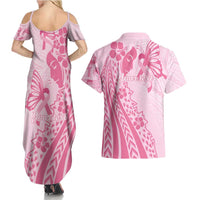 Pacific Girl and Butterfly Cancer Ribbon Personalised Couples Matching Summer Maxi Dress and Hawaiian Shirt LT9 - Polynesian Pride