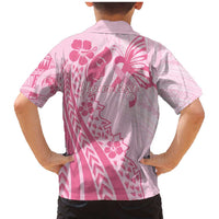 Pacific Girl and Butterfly Cancer Ribbon Personalised Family Matching Mermaid Dress and Hawaiian Shirt LT9 - Polynesian Pride