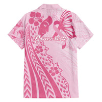 Pacific Girl and Butterfly Cancer Ribbon Personalised Family Matching Off Shoulder Maxi Dress and Hawaiian Shirt LT9 - Polynesian Pride