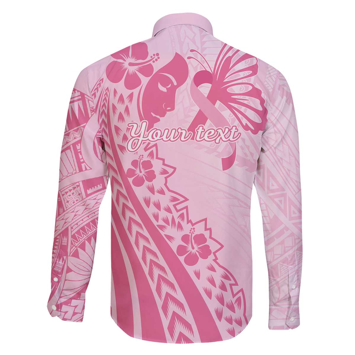 Pacific Girl and Butterfly Cancer Ribbon Personalised Family Matching Off Shoulder Short Dress and Hawaiian Shirt LT9 - Polynesian Pride