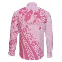 Pacific Girl and Butterfly Cancer Ribbon Personalised Family Matching Off Shoulder Short Dress and Hawaiian Shirt LT9 - Polynesian Pride