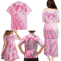 Pacific Girl and Butterfly Cancer Ribbon Personalised Family Matching Puletasi and Hawaiian Shirt LT9 - Polynesian Pride