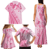 Pacific Girl and Butterfly Cancer Ribbon Personalised Family Matching Tank Maxi Dress and Hawaiian Shirt LT9 - Polynesian Pride