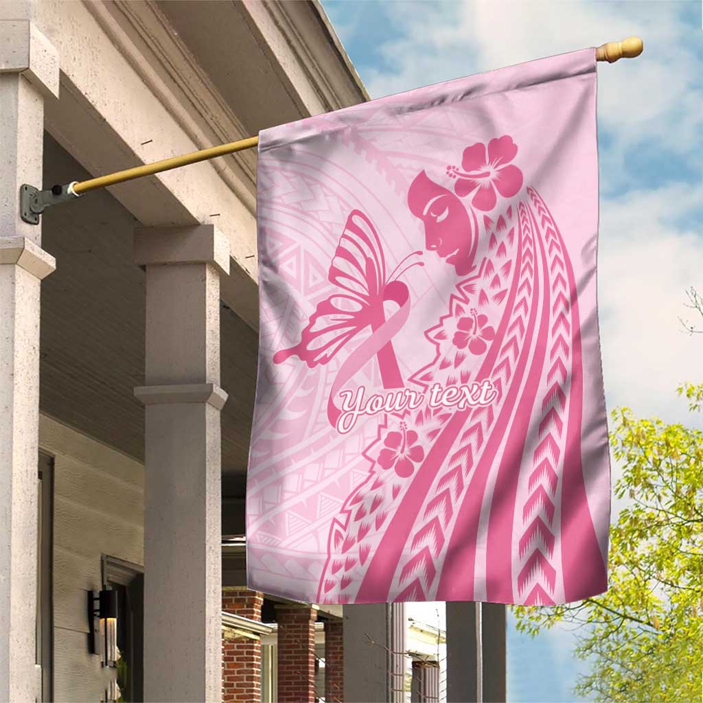 Pacific Girl and Butterfly Cancer Ribbon Personalised Garden Flag LT9 House Flag Pink - Polynesian Pride