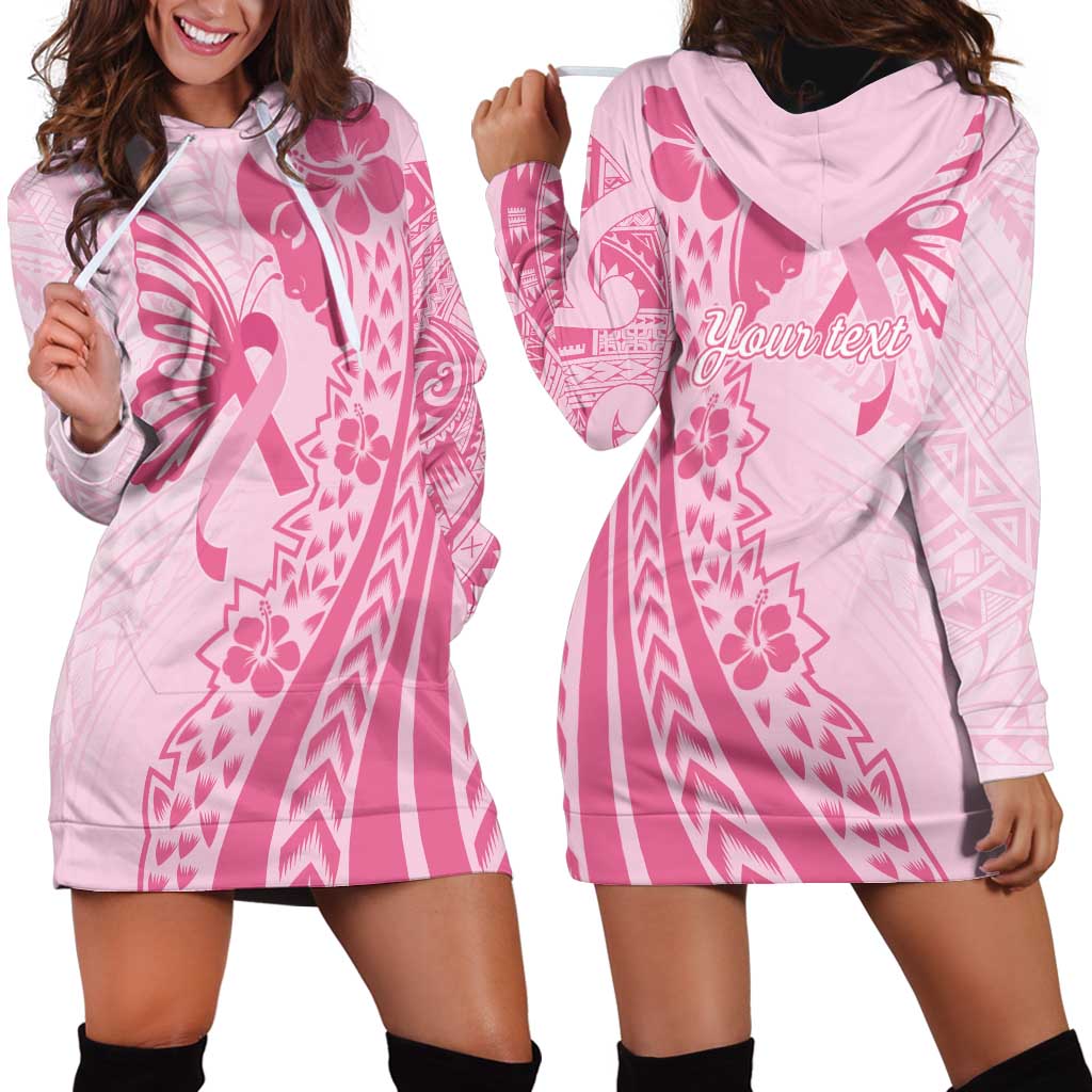 Pacific Girl and Butterfly Cancer Ribbon Personalised Hoodie Dress LT9 - Polynesian Pride