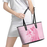 Pacific Girl and Butterfly Cancer Ribbon Personalised Leather Tote Bag LT9 - Polynesian Pride