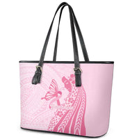 Pacific Girl and Butterfly Cancer Ribbon Personalised Leather Tote Bag LT9 - Polynesian Pride