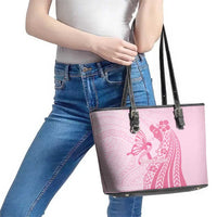 Pacific Girl and Butterfly Cancer Ribbon Personalised Leather Tote Bag LT9 - Polynesian Pride