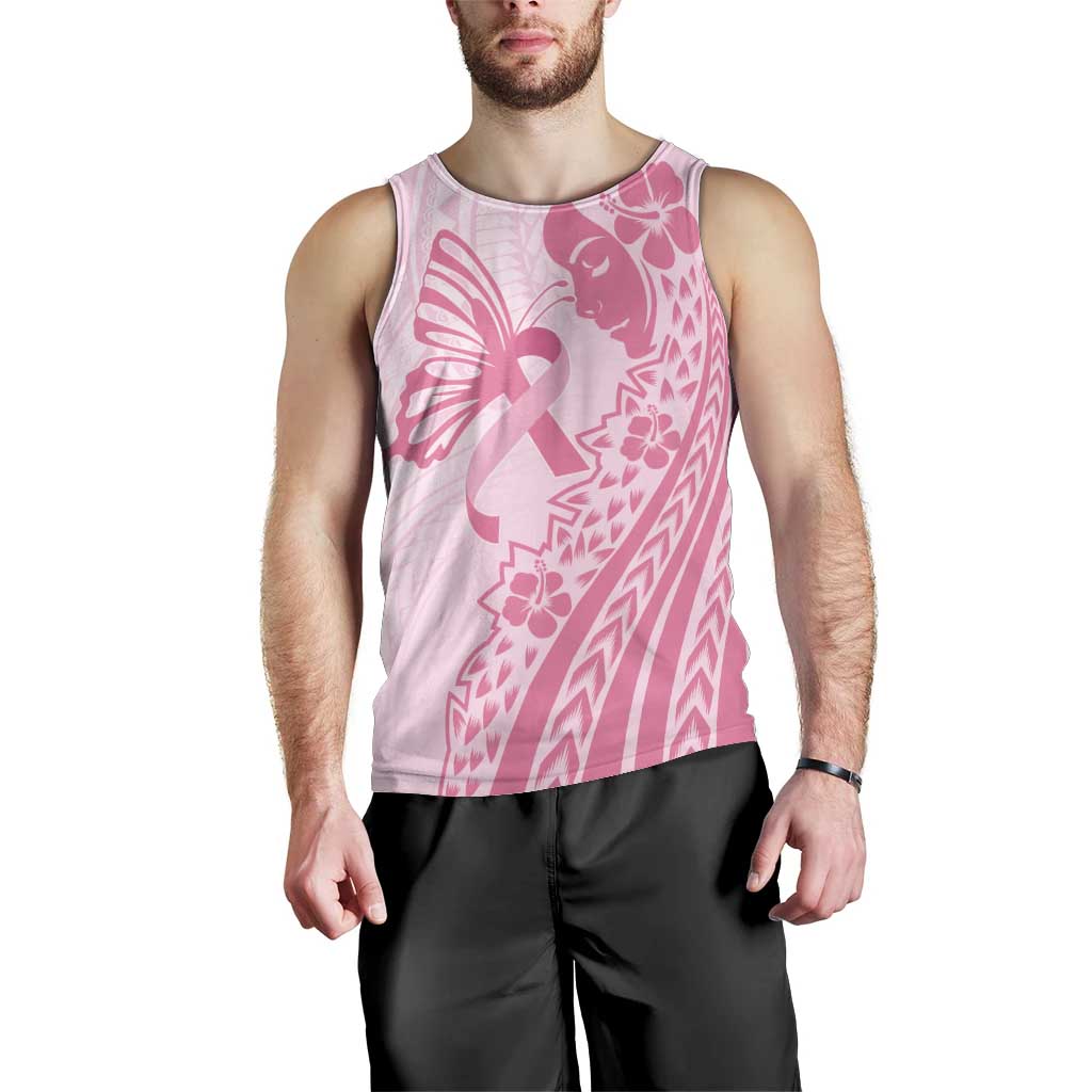 Pacific Girl and Butterfly Cancer Ribbon Personalised Men Tank Top LT9 - Polynesian Pride