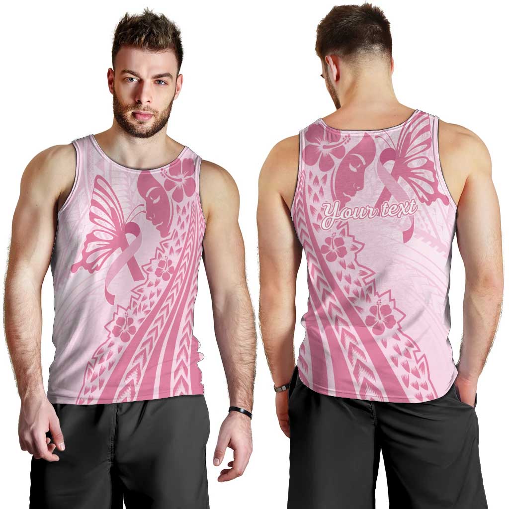 Pacific Girl and Butterfly Cancer Ribbon Personalised Men Tank Top LT9 - Polynesian Pride