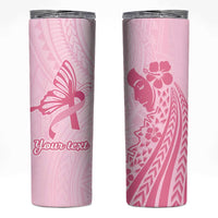 Pacific Girl and Butterfly Cancer Ribbon Personalised Skinny Tumbler LT9 Pink - Polynesian Pride