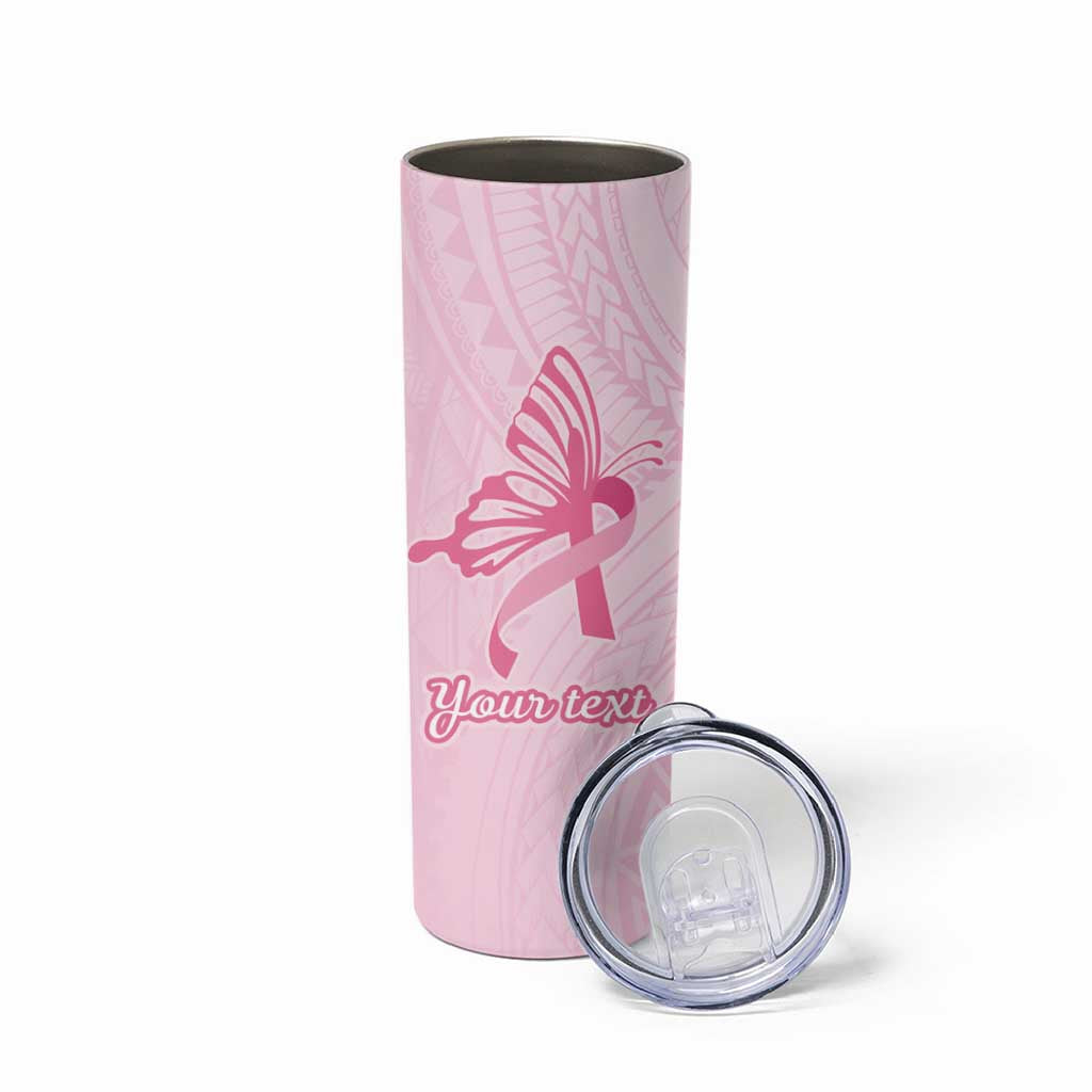 Pacific Girl and Butterfly Cancer Ribbon Personalised Skinny Tumbler LT9 - Polynesian Pride