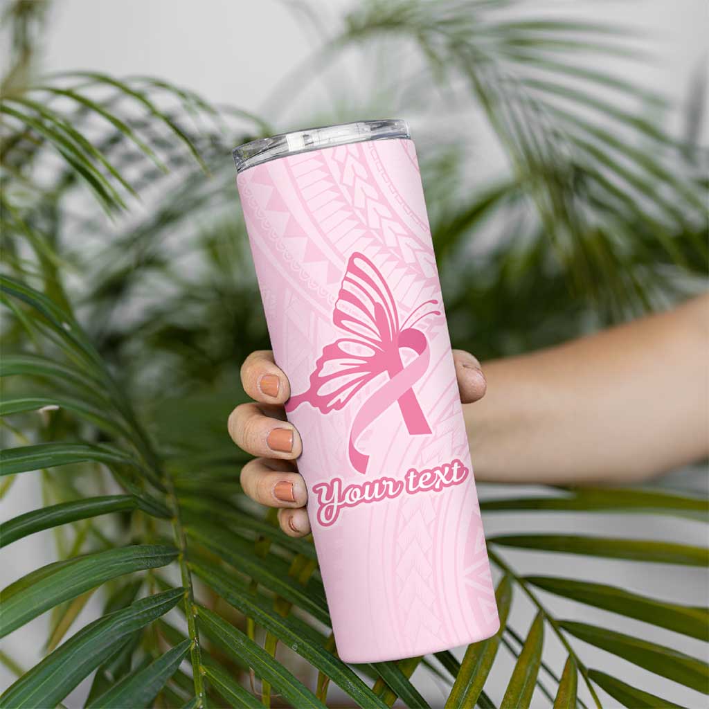 Pacific Girl and Butterfly Cancer Ribbon Personalised Skinny Tumbler LT9 - Polynesian Pride