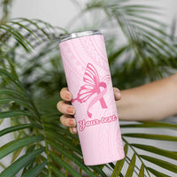 Pacific Girl and Butterfly Cancer Ribbon Personalised Skinny Tumbler LT9 - Polynesian Pride