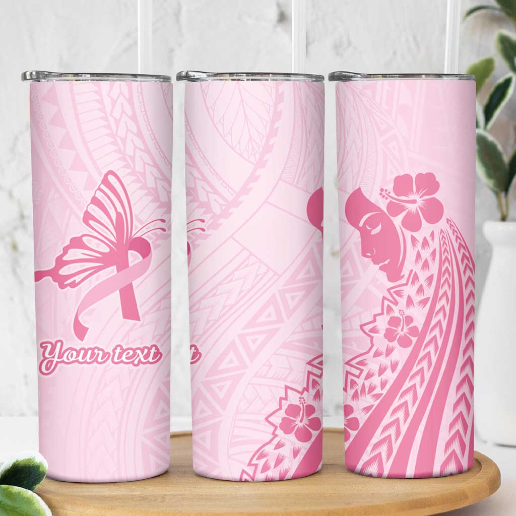 Pacific Girl and Butterfly Cancer Ribbon Personalised Skinny Tumbler LT9 - Polynesian Pride
