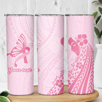 Pacific Girl and Butterfly Cancer Ribbon Personalised Skinny Tumbler LT9 - Polynesian Pride