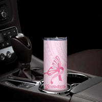 Pacific Girl and Butterfly Cancer Ribbon Personalised Skinny Tumbler LT9 - Polynesian Pride