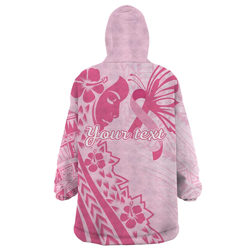 Pacific Girl and Butterfly Cancer Ribbon Personalised Wearable Blanket Hoodie LT9 - Polynesian Pride