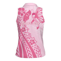 Pacific Girl and Butterfly Cancer Ribbon Personalised Women Sleeveless Polo Shirt LT9 - Polynesian Pride