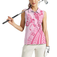 Pacific Girl and Butterfly Cancer Ribbon Personalised Women Sleeveless Polo Shirt LT9 - Polynesian Pride