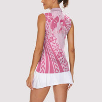Pacific Girl and Butterfly Cancer Ribbon Personalised Women Sleeveless Polo Shirt LT9 - Polynesian Pride