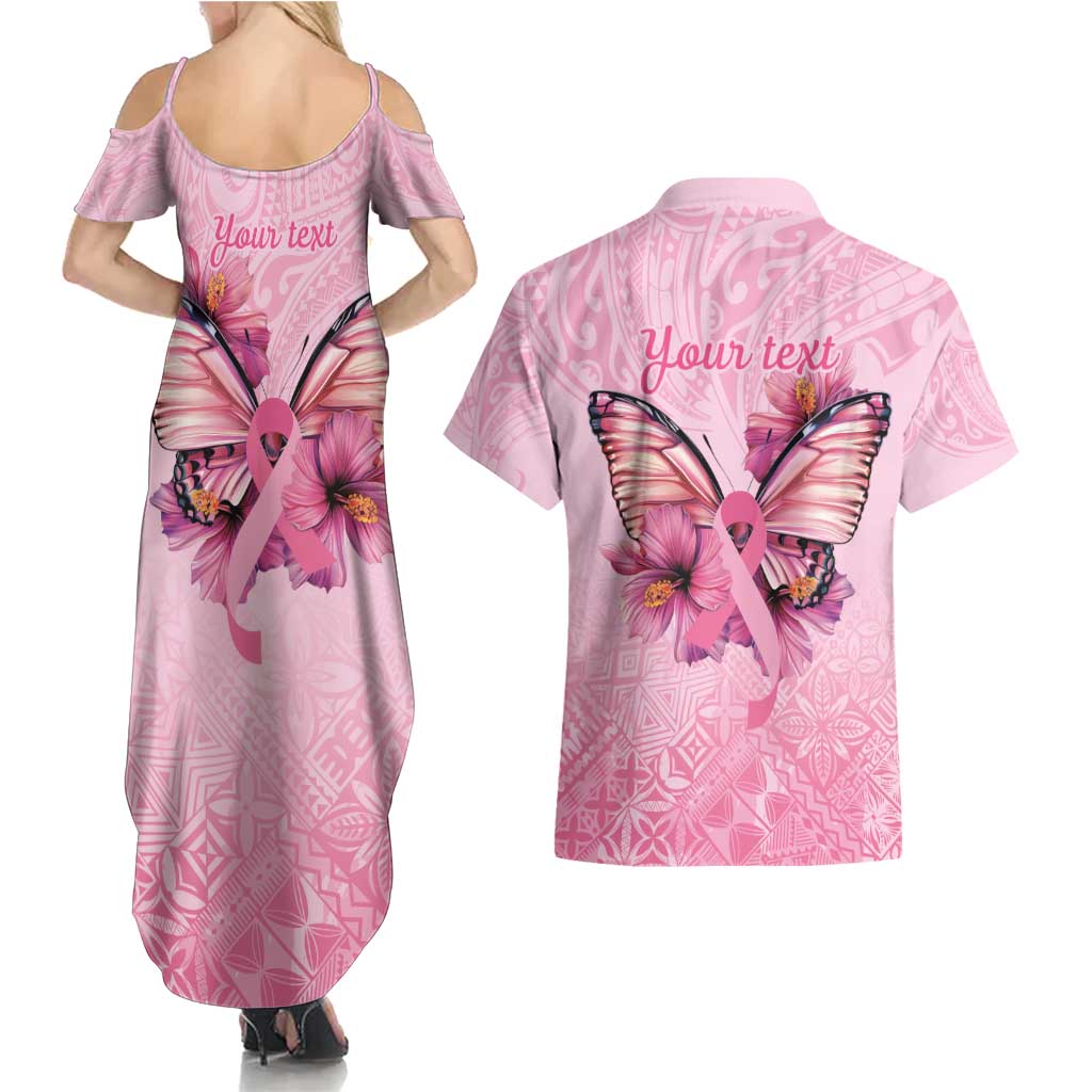 Faith Hope Love Butterfly Ribbon Personalised Couples Matching Summer Maxi Dress and Hawaiian Shirt LT9 - Polynesian Pride
