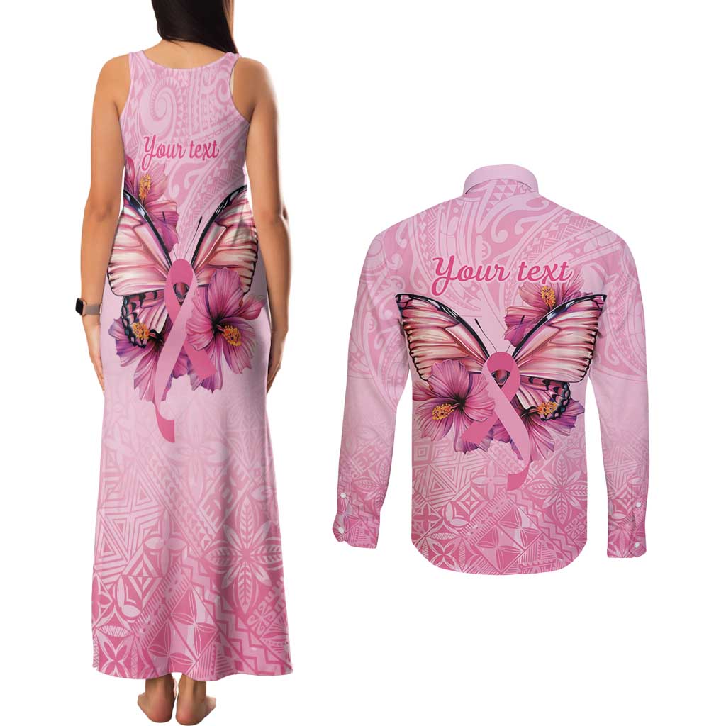 Faith Hope Love Butterfly Ribbon Personalised Couples Matching Tank Maxi Dress and Long Sleeve Button Shirt LT9 - Polynesian Pride