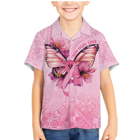 Faith Hope Love Butterfly Ribbon Personalised Family Matching Mermaid Dress and Hawaiian Shirt LT9 Son's Shirt Pink - Polynesian Pride