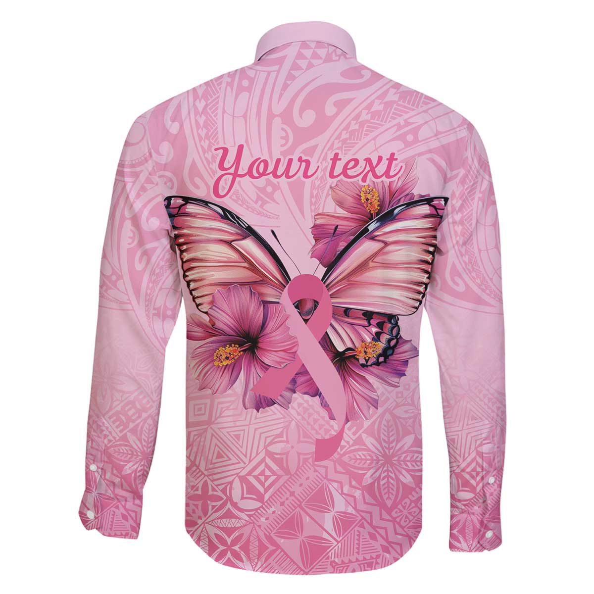 Faith Hope Love Butterfly Ribbon Personalised Family Matching Off The Shoulder Long Sleeve Dress and Hawaiian Shirt LT9 - Polynesian Pride