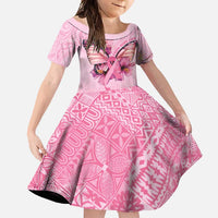 Faith Hope Love Butterfly Ribbon Personalised Family Matching Summer Maxi Dress and Hawaiian Shirt LT9 Daughter's Dress Pink - Polynesian Pride